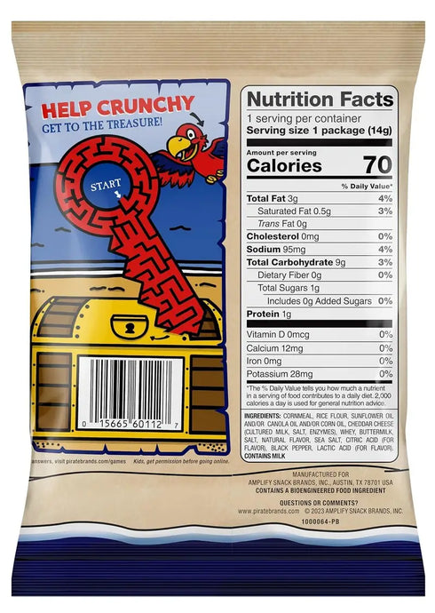 Pirate's Booty Aged White Cheddar Puffs, 0.5 oz, 40 Pack - Single-Serve Packs